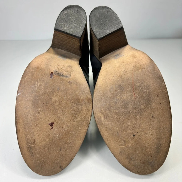 Free People Distressed Charcoal Leather Hybrid Heel Strappy Ankle Boots Size 39 - Picture 10 of 12